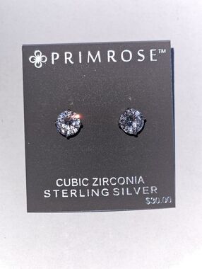 Sterling Silver 8 mm Cubic Zirconia Stud Earrings